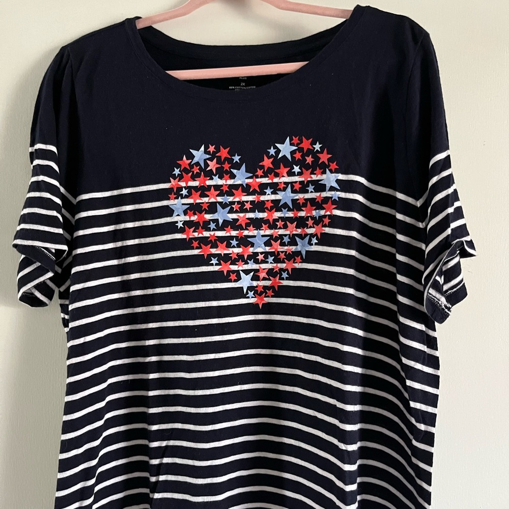 Navy Talbots striped Americana shirt in 2X